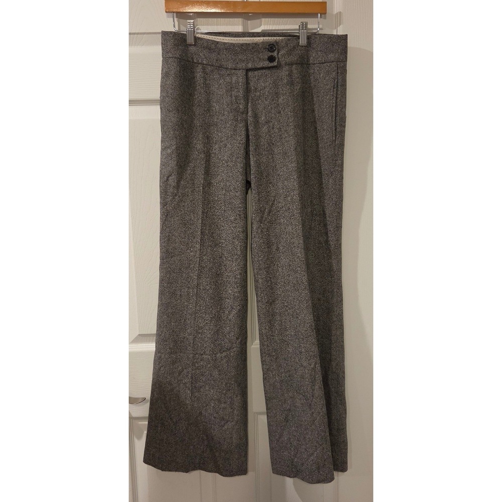 J.Crew Favorite Fit Wool Trousers 6 Gray Wide Leg Pants 32" Inseam FA08